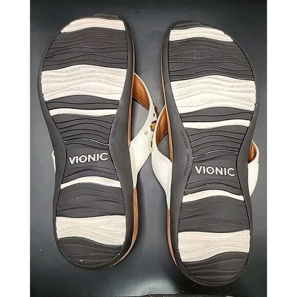 VIONIC Floriana Thong Sandals Flip Flop Women's US 10 White Leather Orthotic - Picture 8 of 8